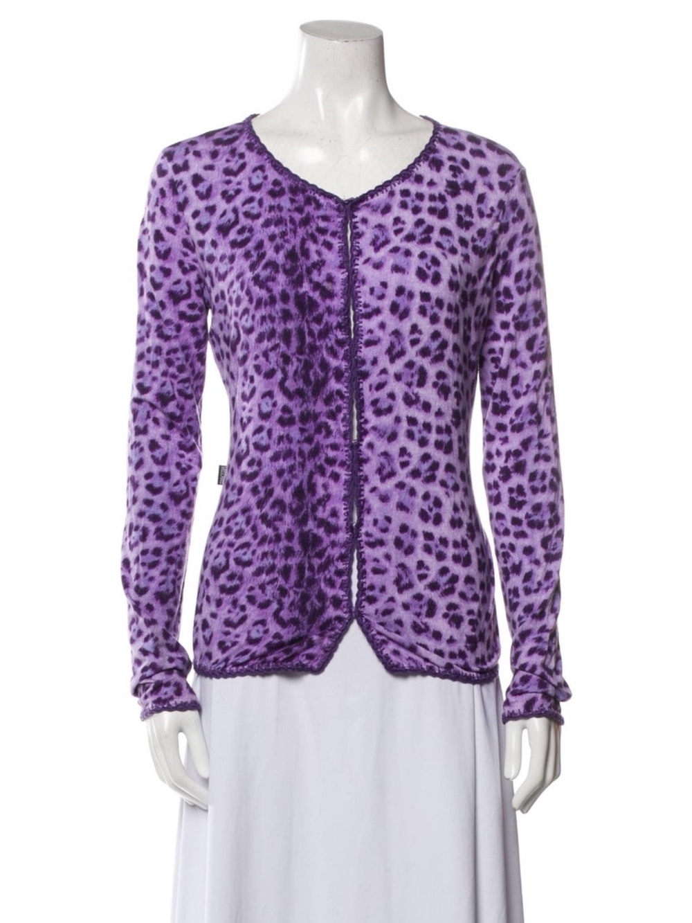 Moschino Purple Leopard Print Cardigan